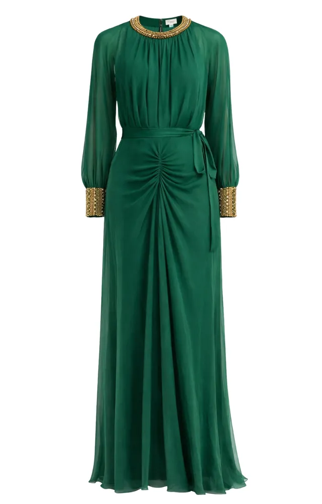 Temperley London Tahira suknia wieczorowa szmaragdowa