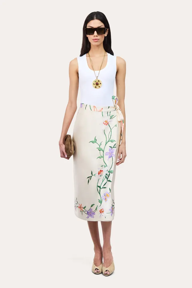 Elie Tahari Frances E4018306 spódnica midi jedwabna
