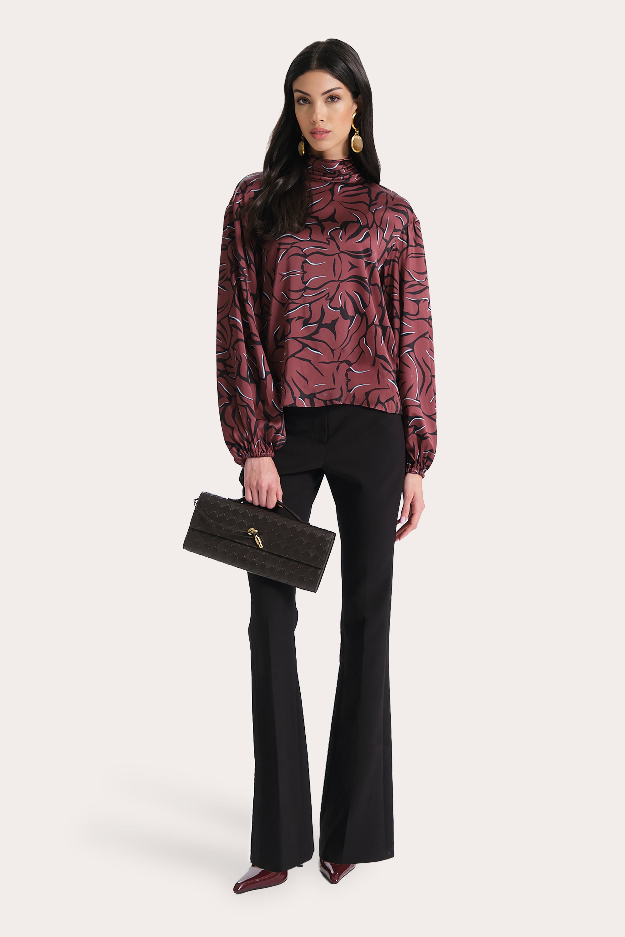 Elie Tahari Naya Silk bluzka Noir Coral jedwabna