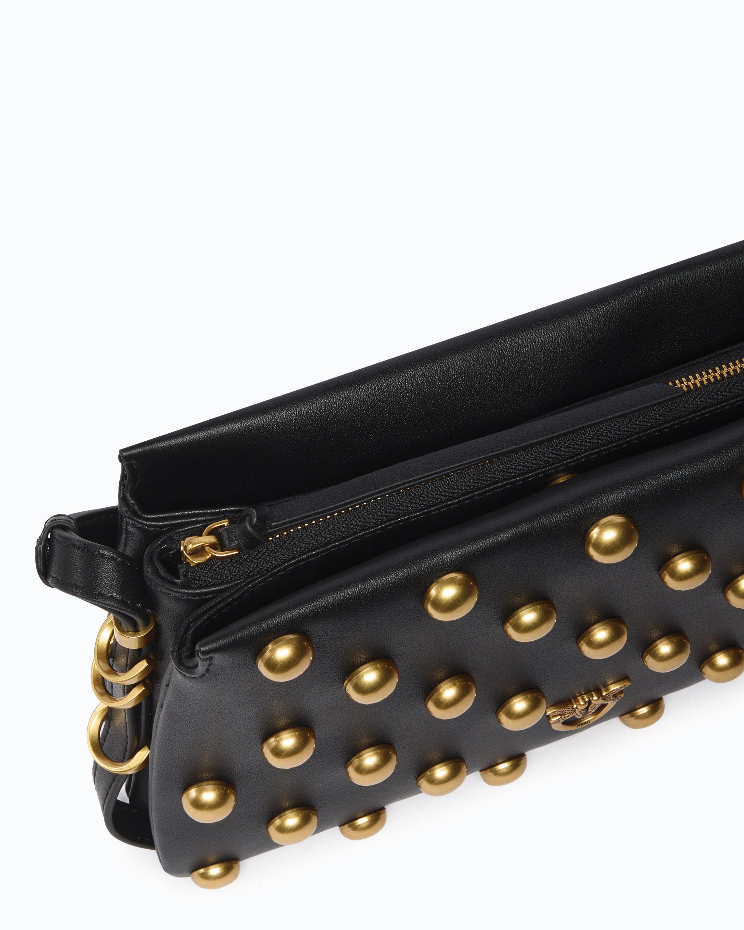 Pinko One Two Three Bag torebka mini czarna z ćwiekami