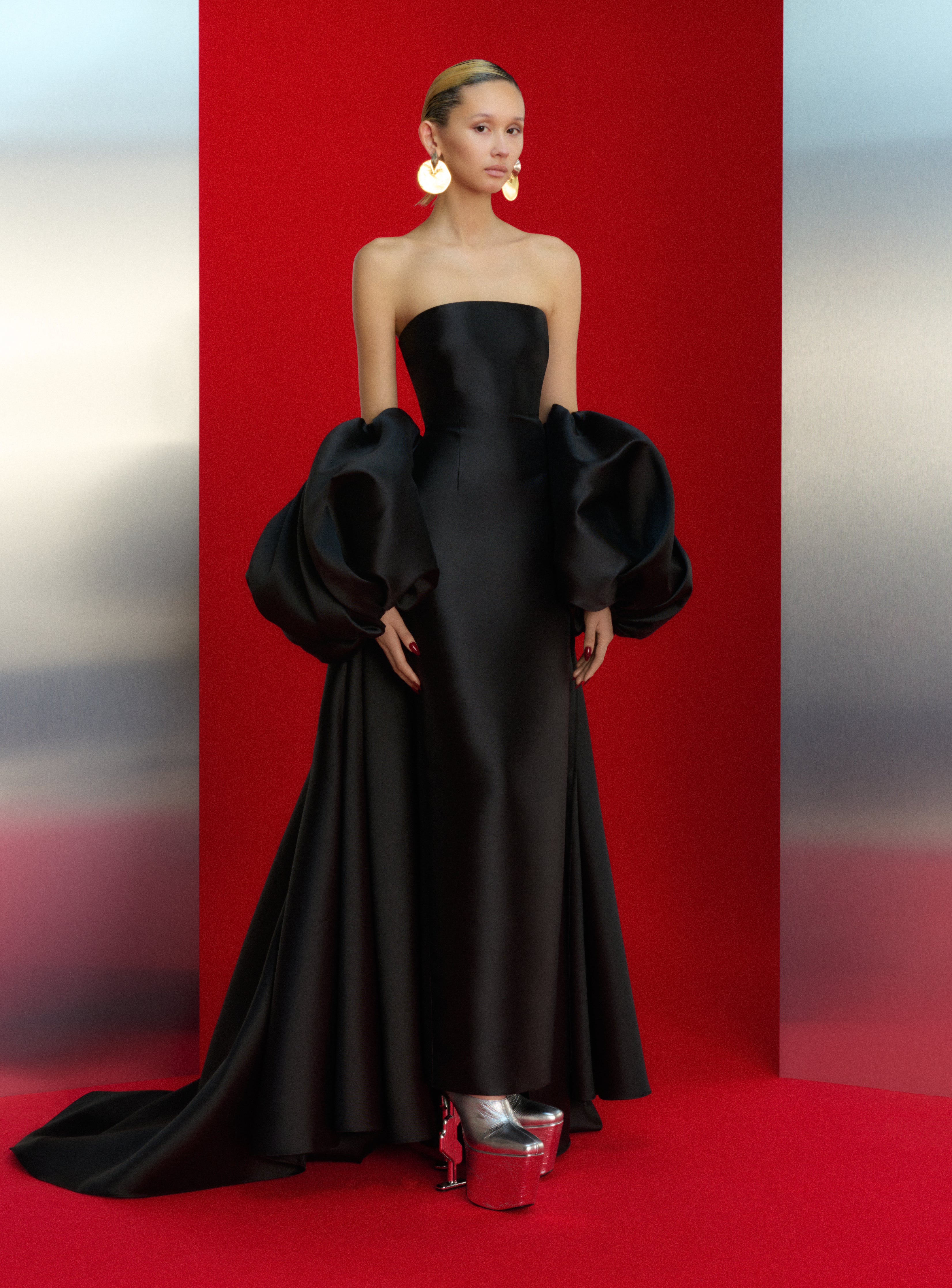 Solace London Lea sukienka wieczorowa maxi czarna