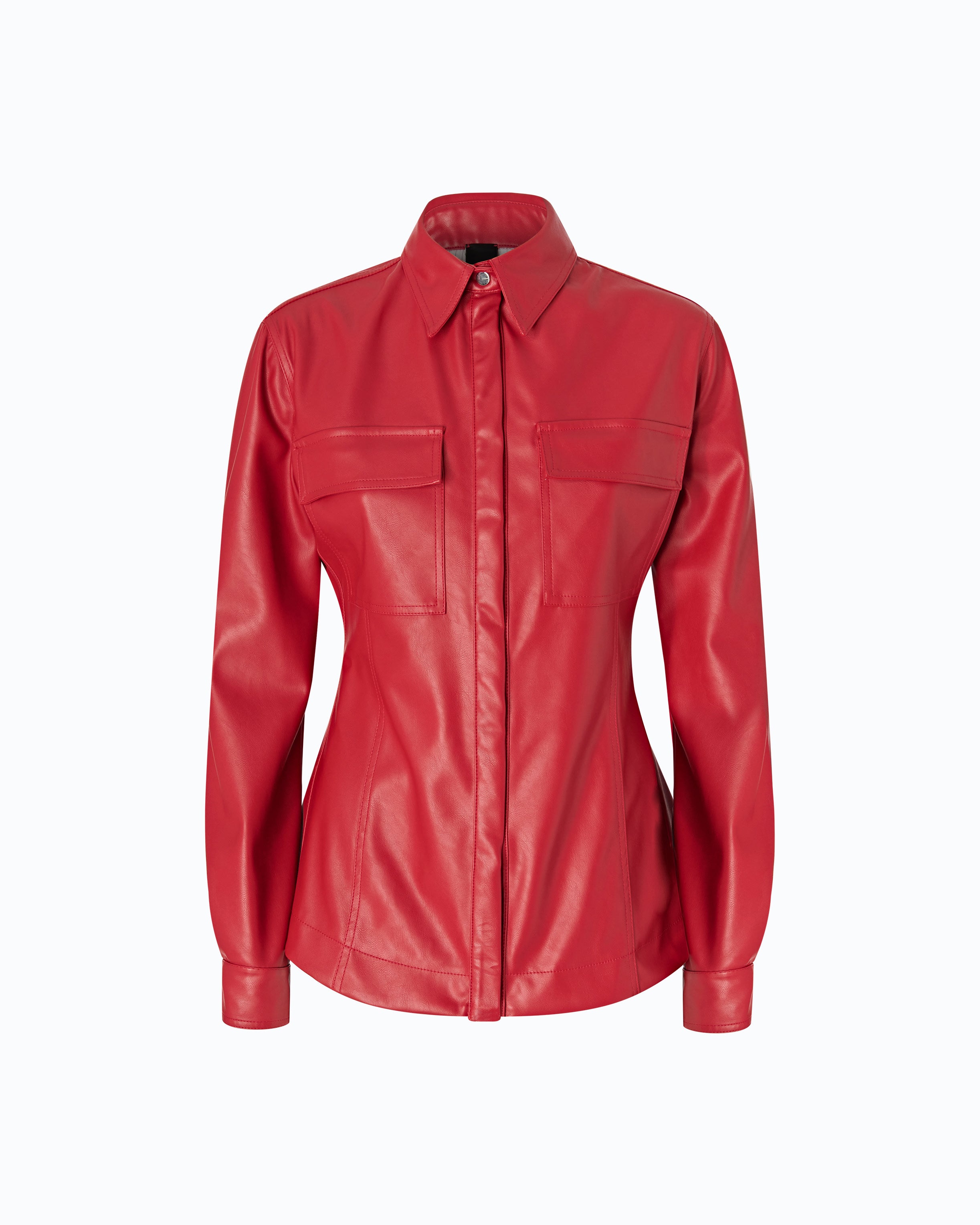 Pinko Cambria Shirt koszula czerwona skóropodobna