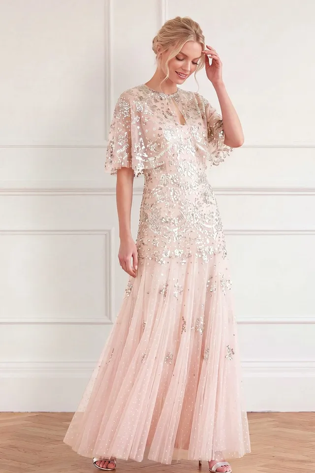 Needle & Thread Nerina Sequin Cami sukienka różowa maxi