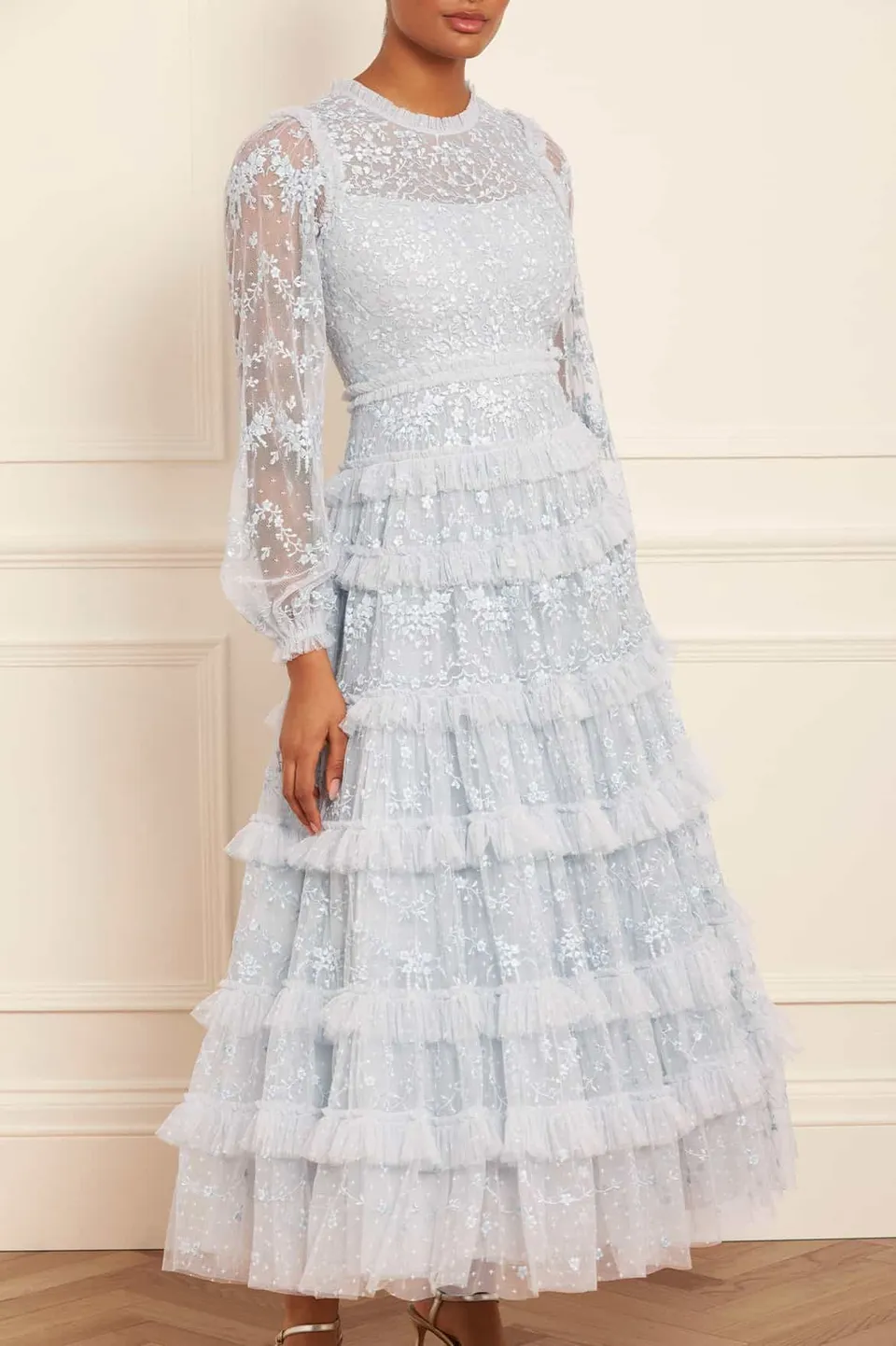 Needle & Thread Blossom Lace Ankle Gown sukienka niebieska