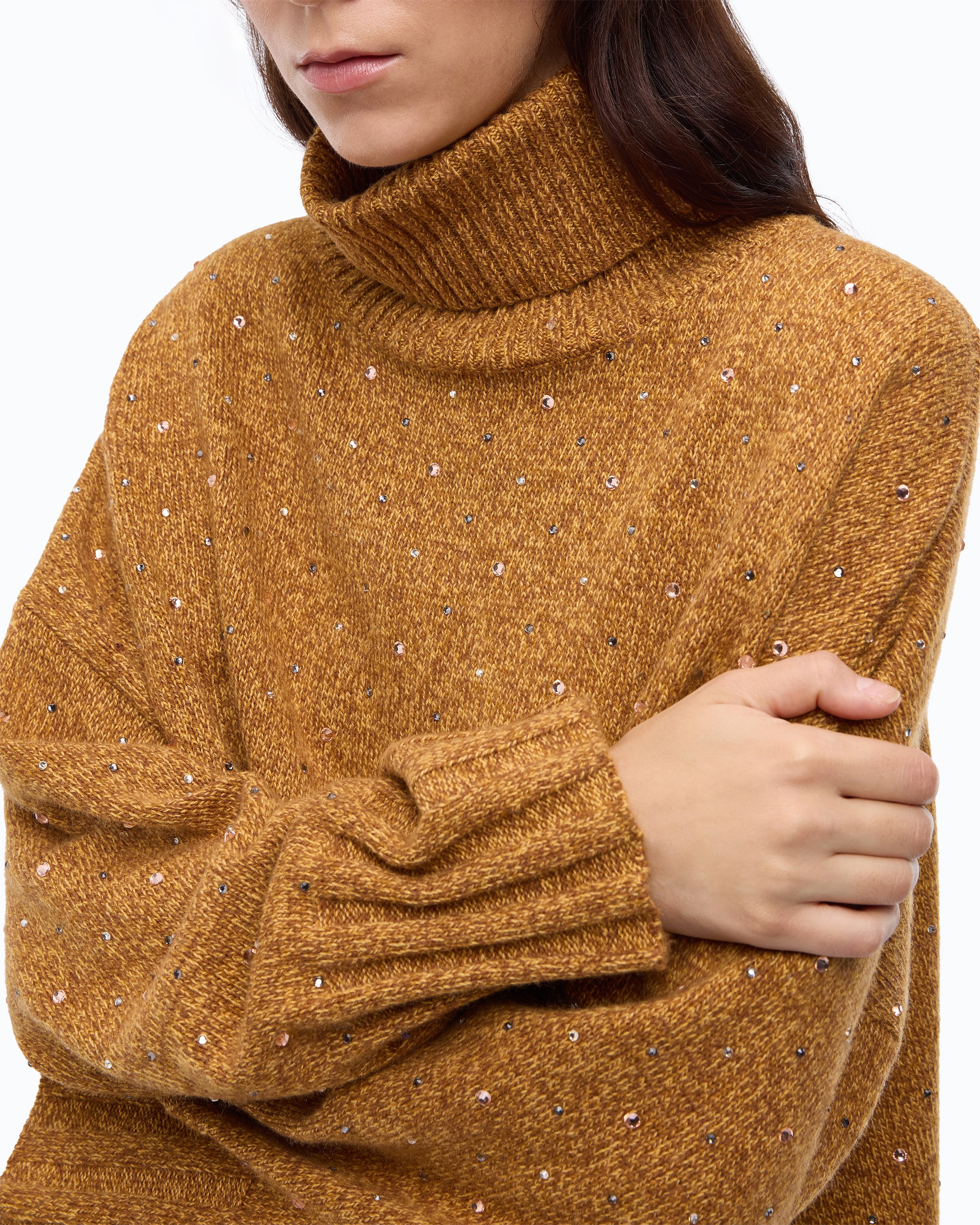Pinko Dresda Turtleneck sweter golf w kryształki