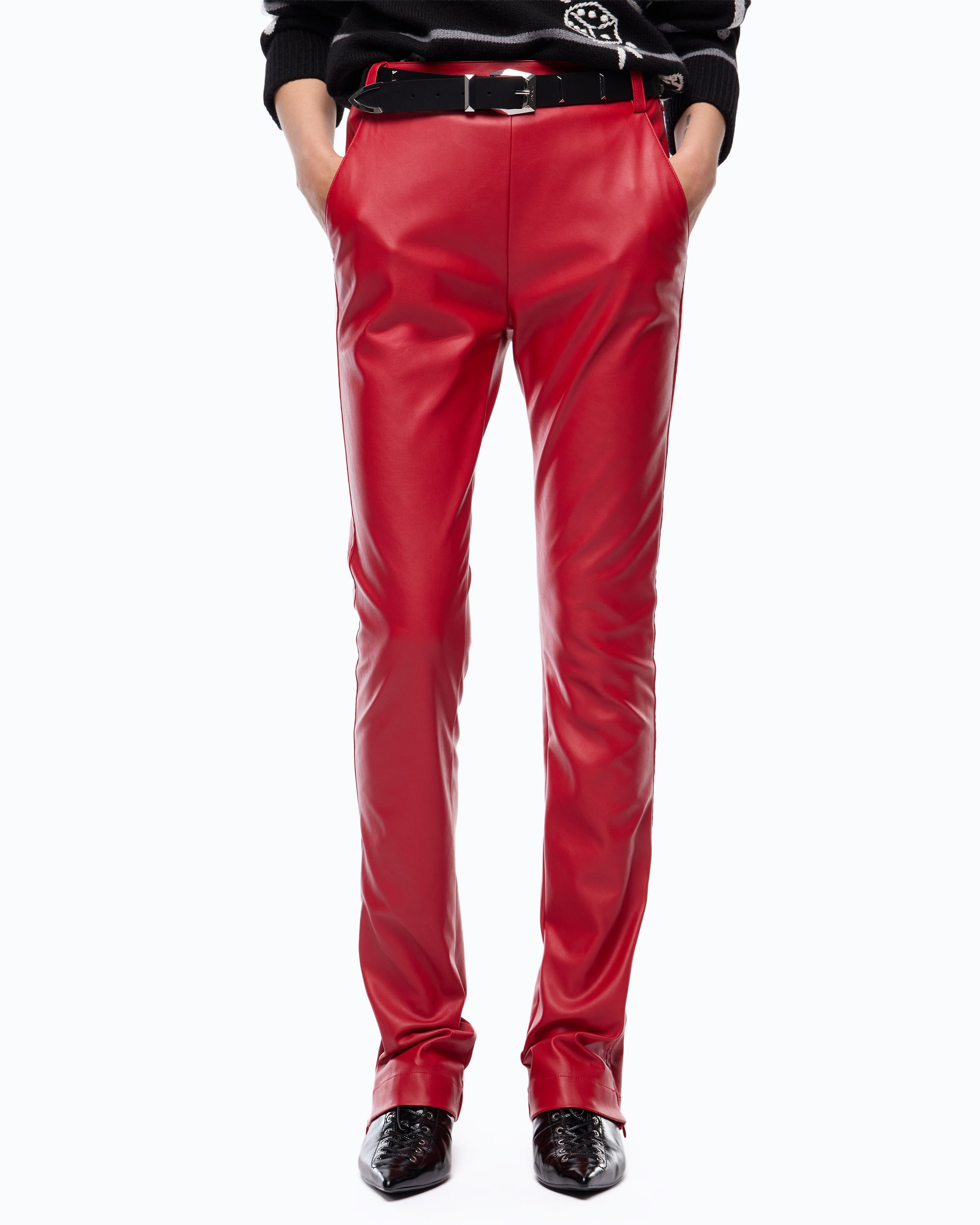Pinko Pereschia Pants spodnie czerwone nappa