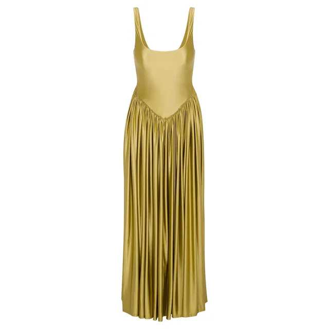 Delfi Collective Oriana sukienka wieczorowa oliwkowa maxi