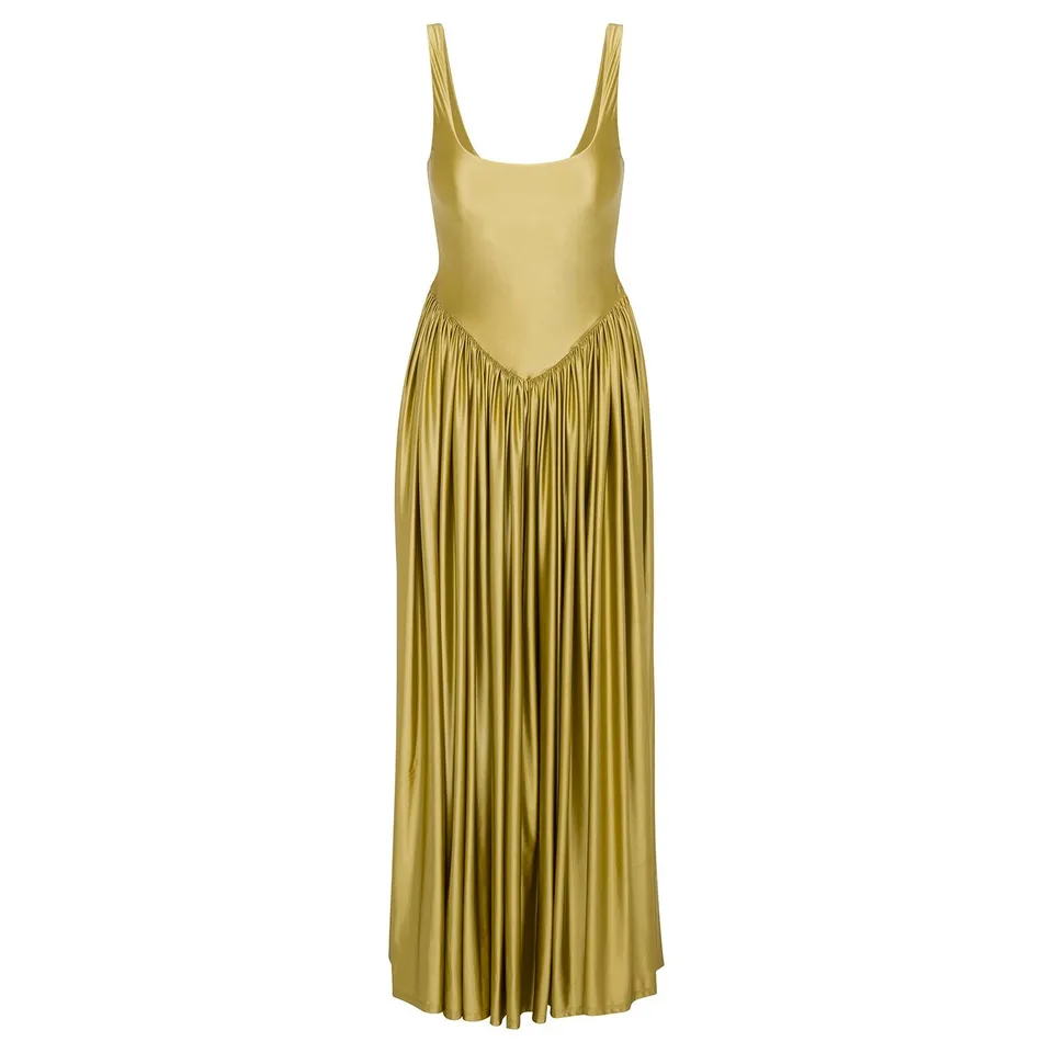 Delfi Collective Oriana sukienka wieczorowa oliwkowa maxi