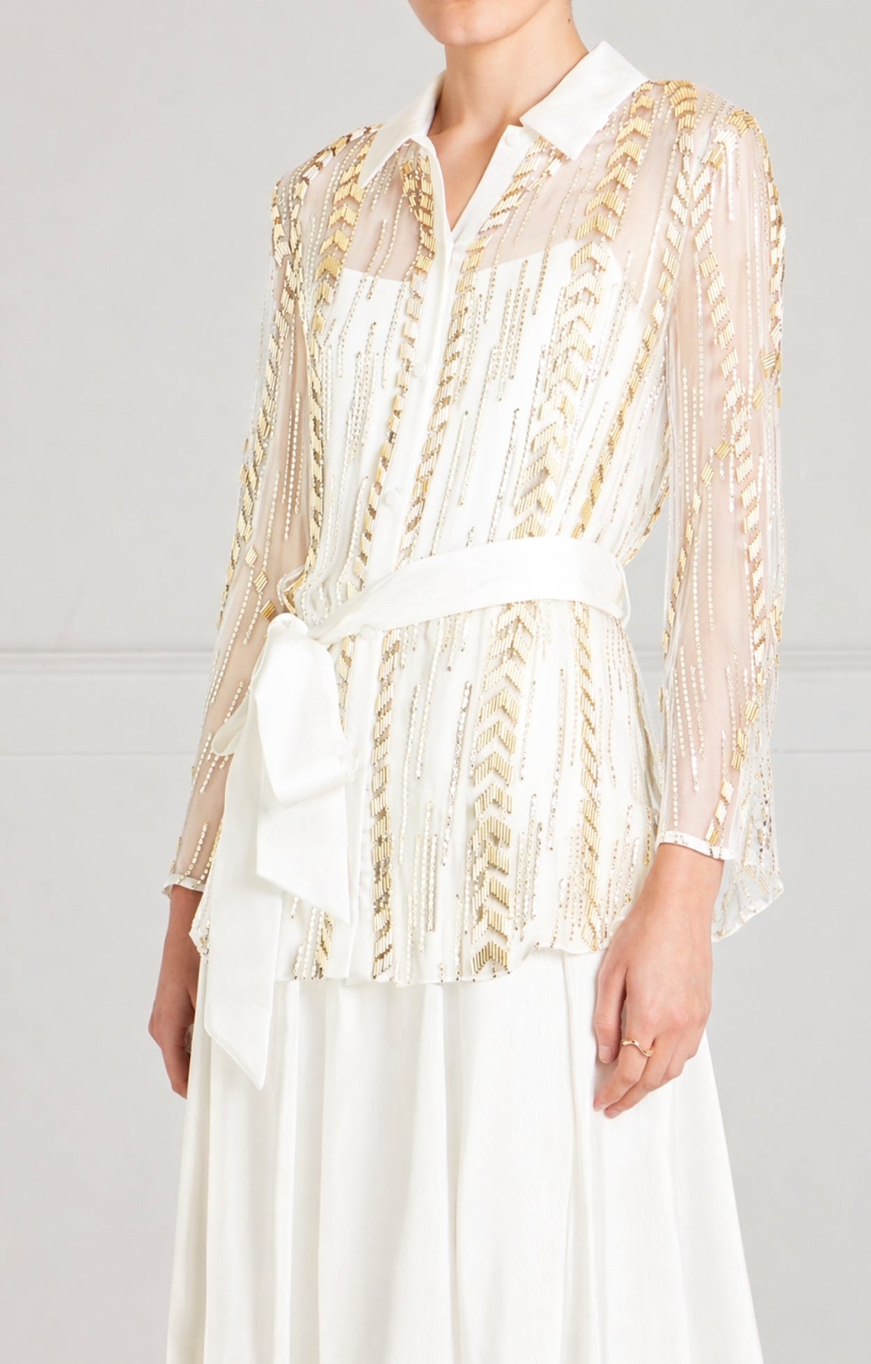 Temperley London Viola koszula Ivory cekinowa
