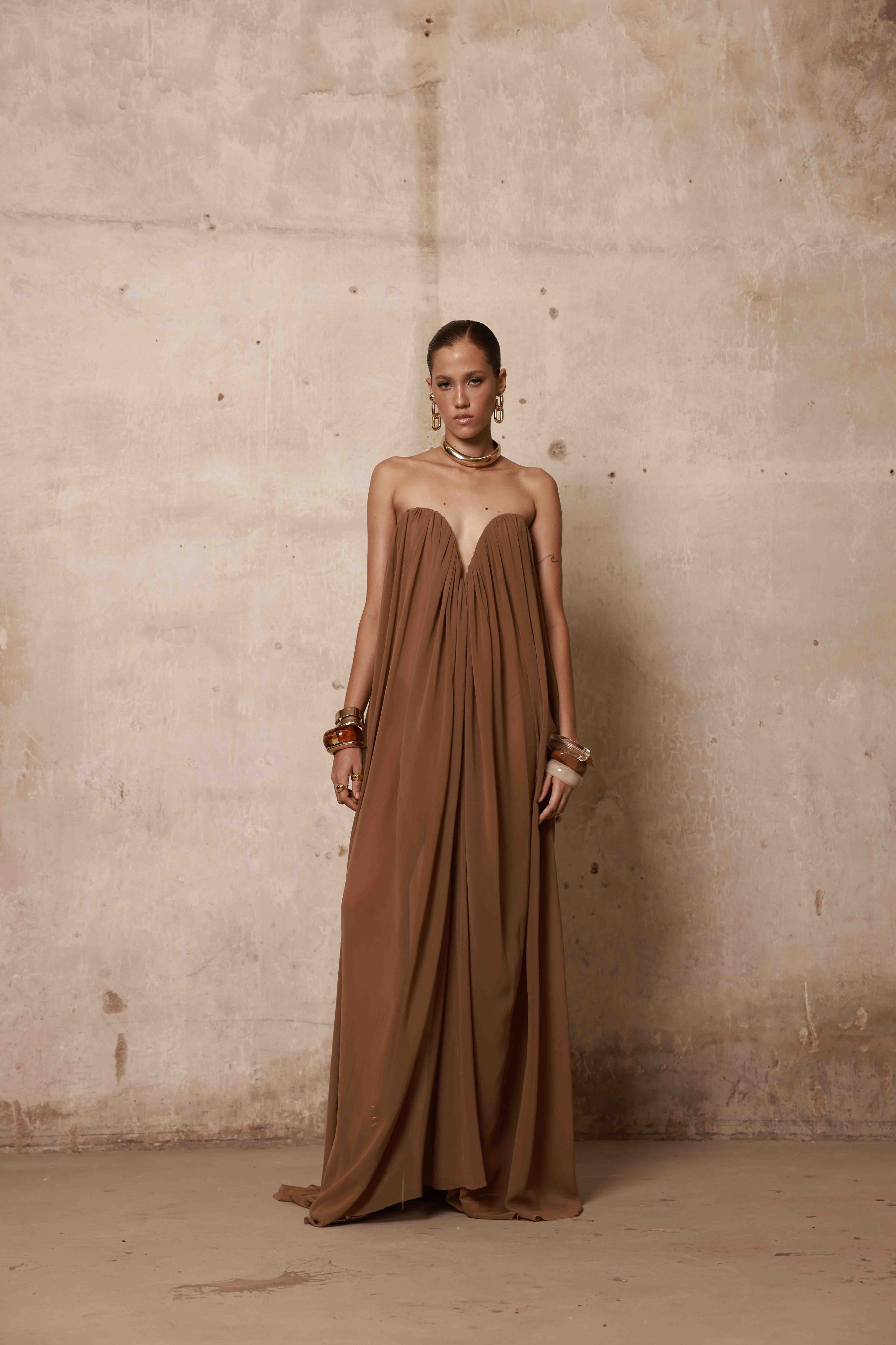 Bronx and Banco Wanda Chiffon sukienka maxi bez ramiączek