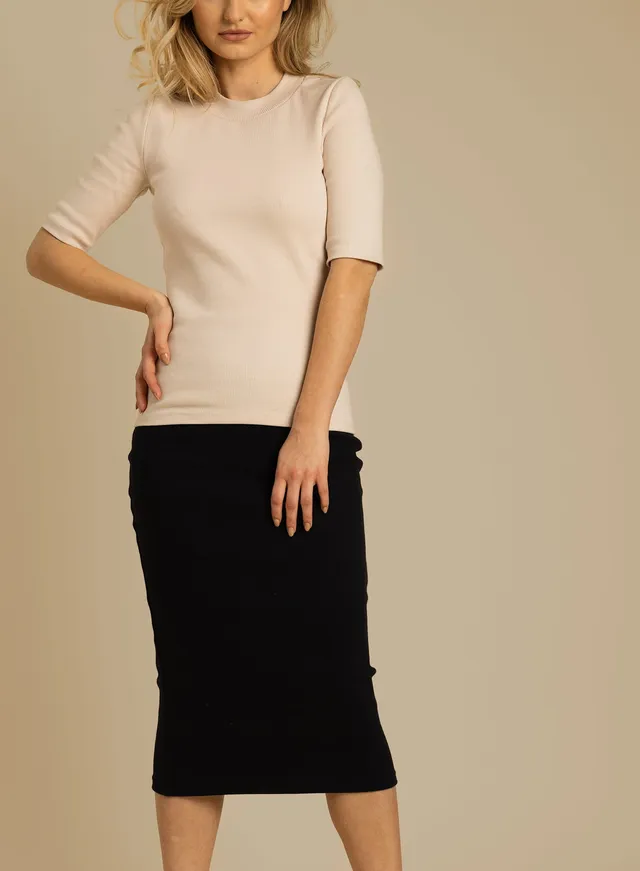 Nudyess Enrica top prążkowany Light Beige dopasowany