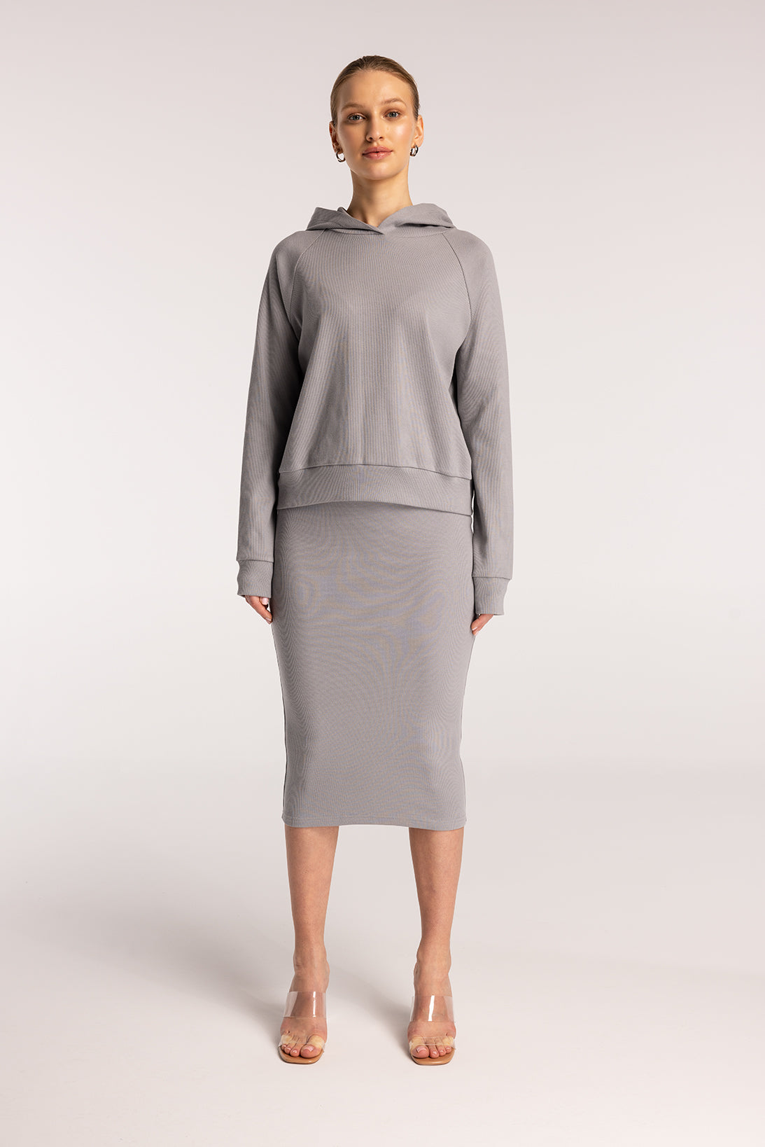 Nudyess Brooklyn Hoodie bluza z kapturem Gray luźna