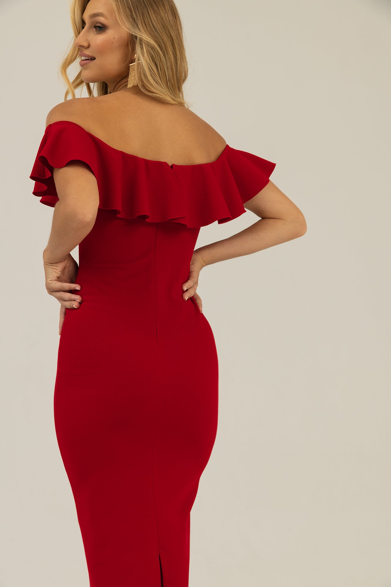 Nudyess Donatella W526 sukienka midi czerwona