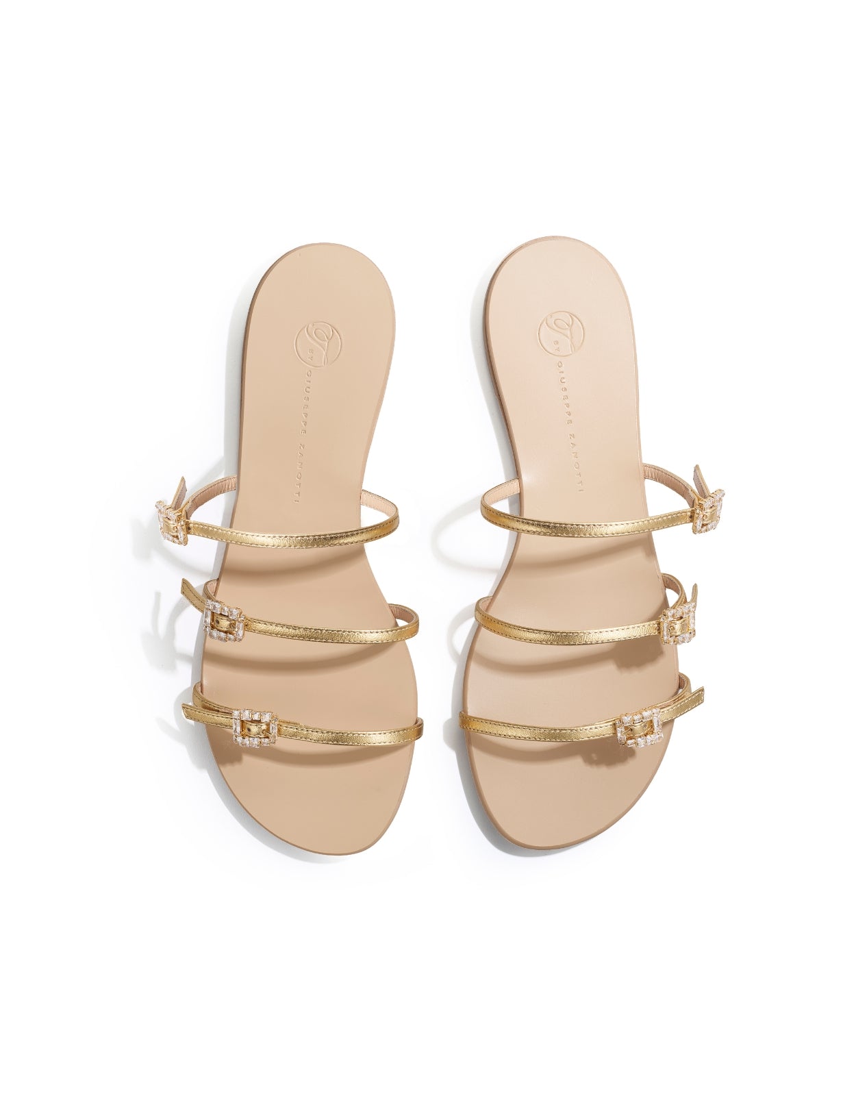 Temperley London Eclipse Flat sandały złote skórzane