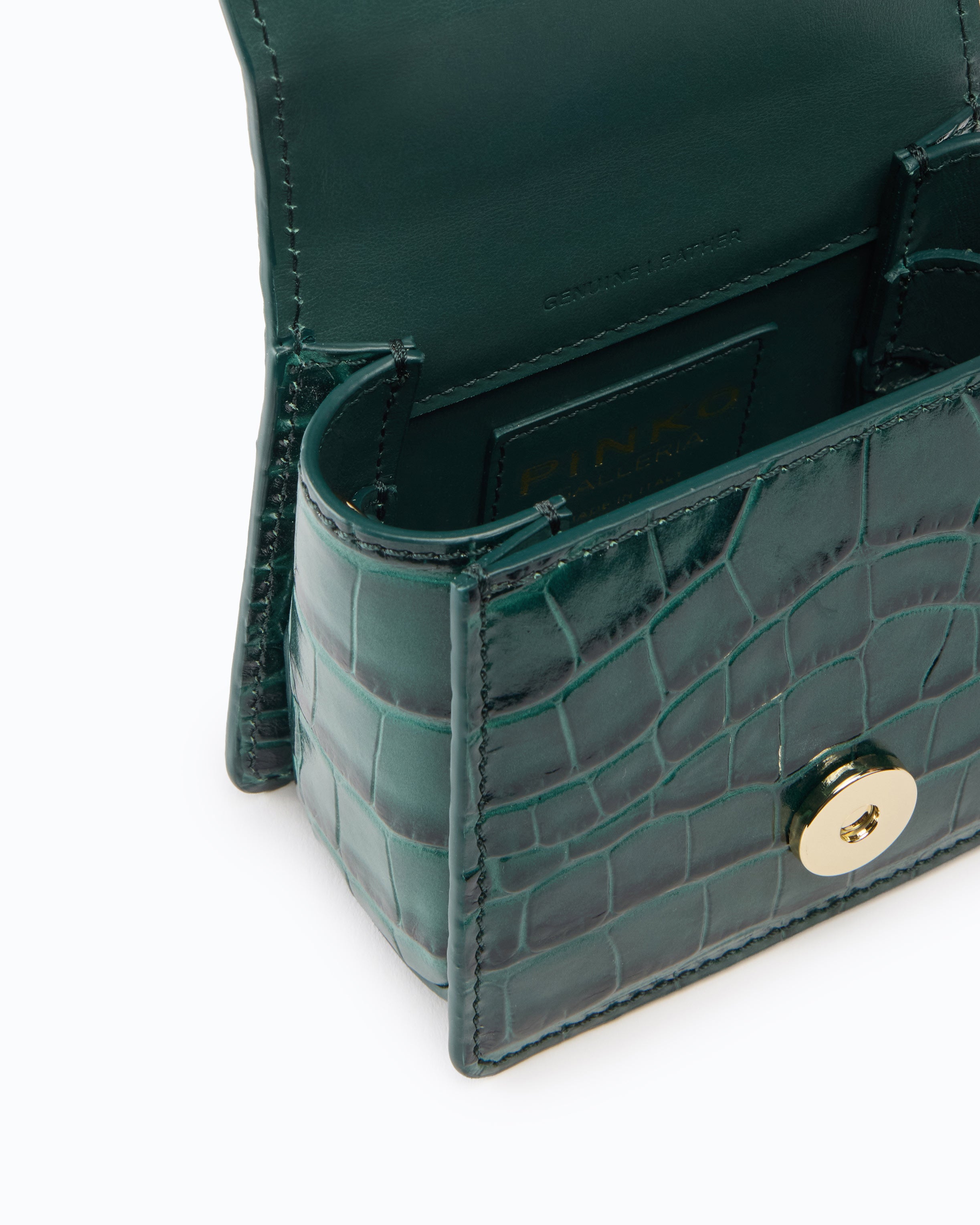 Pinko Love Bag Micro torebka skórzana krokodyl Top Handle