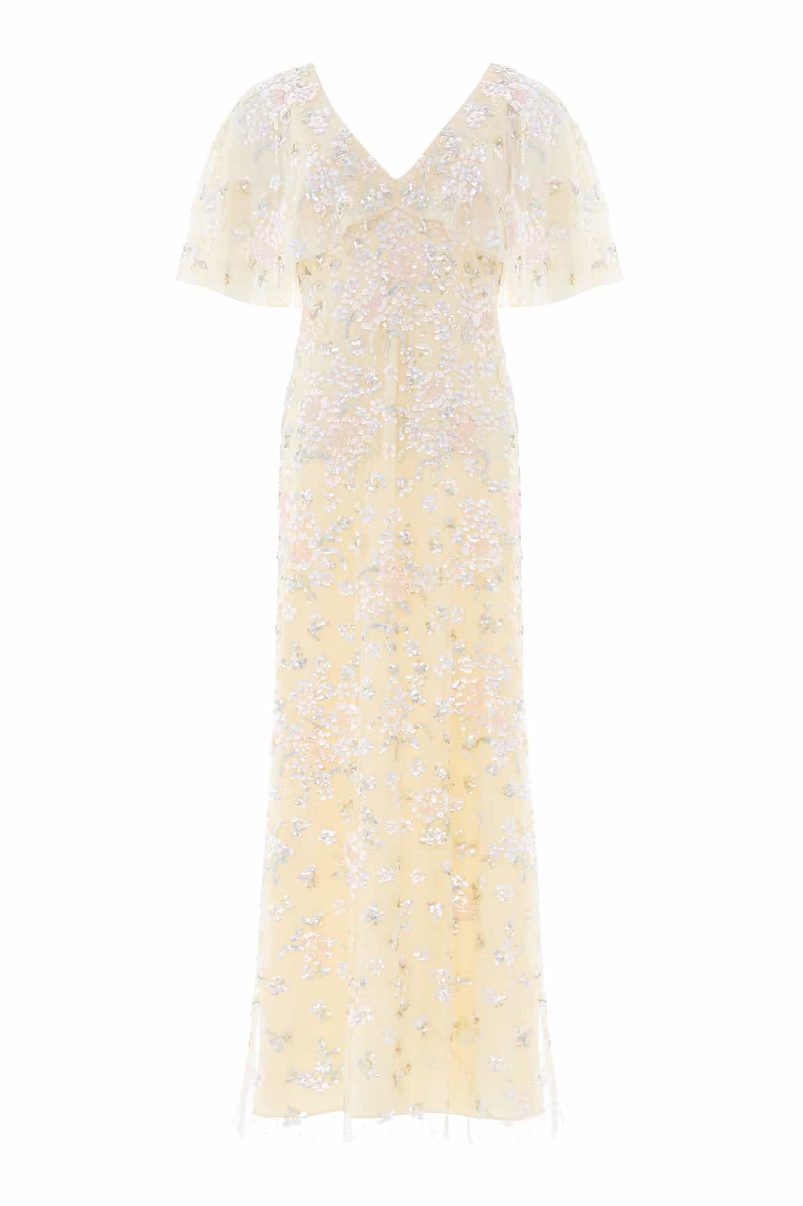 Needle & Thread Peony Bouquet sukienka maxi yellow cekinowa