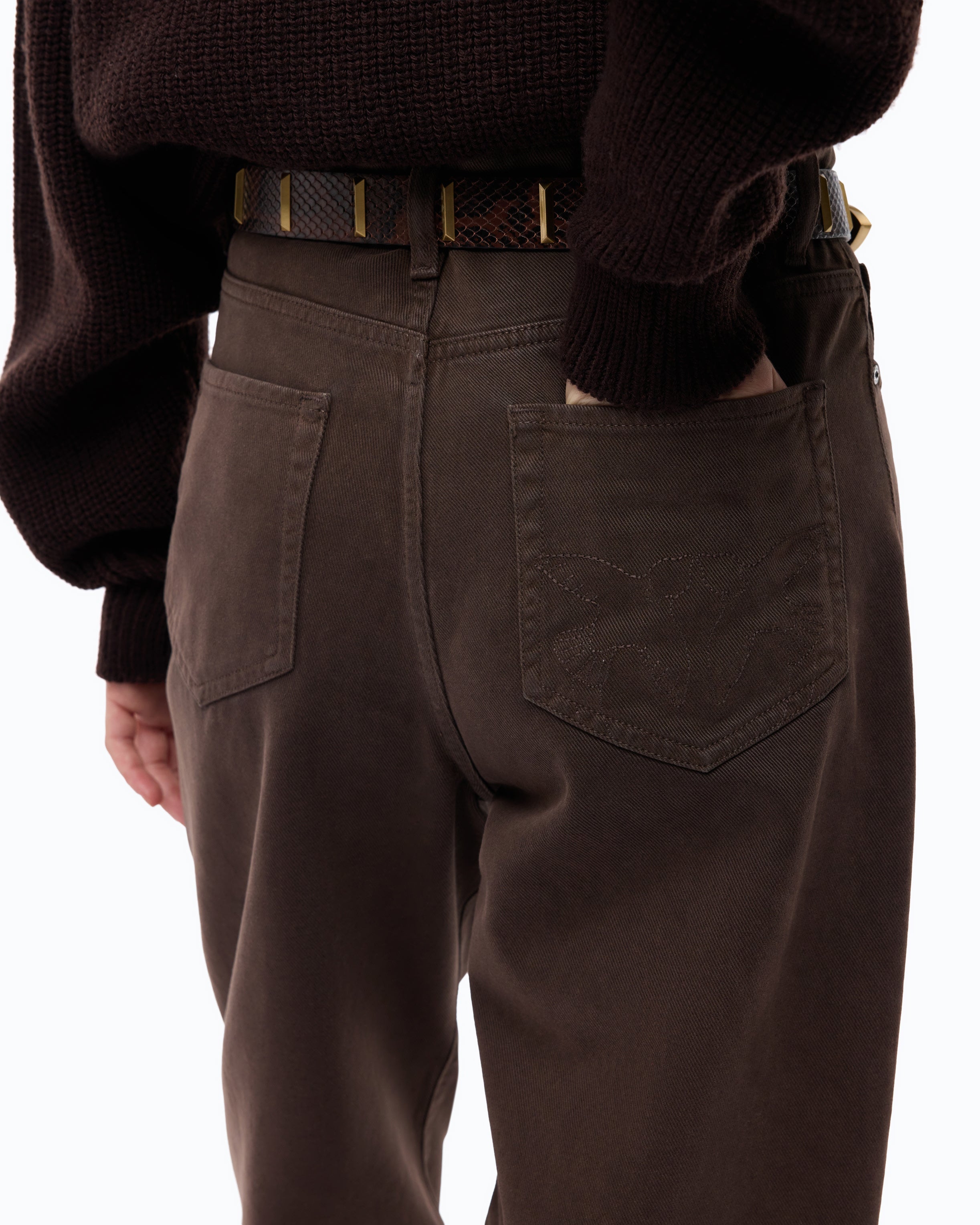 Pinko Estelle Egg spodnie barrel fit brązowe bull