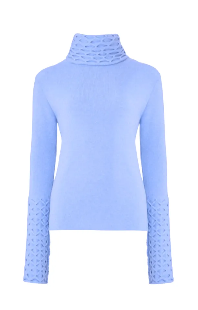 Temperley London Honeycomb Knit Jumper sweter błękitny