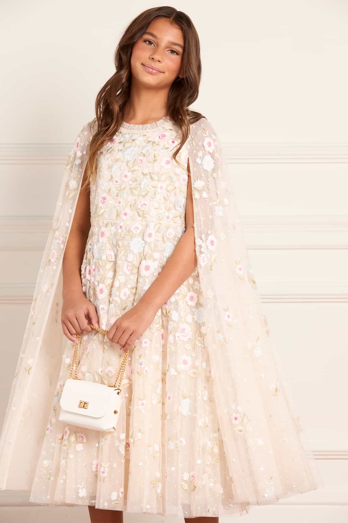 Needle & Thread Ethereal Blooms Cape Kids Dress sukienka kremowa