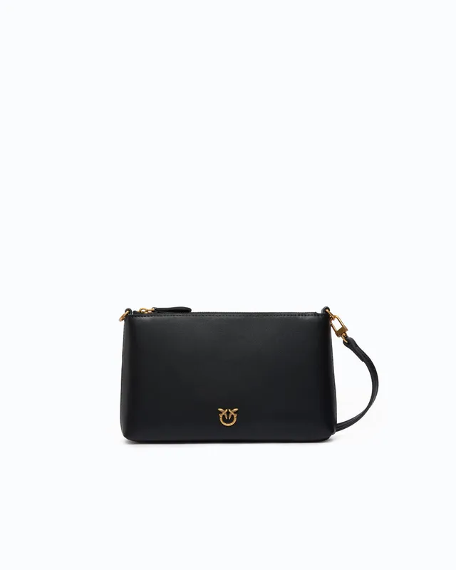 Pinko Flat Mini kopertówka skórzana czarna