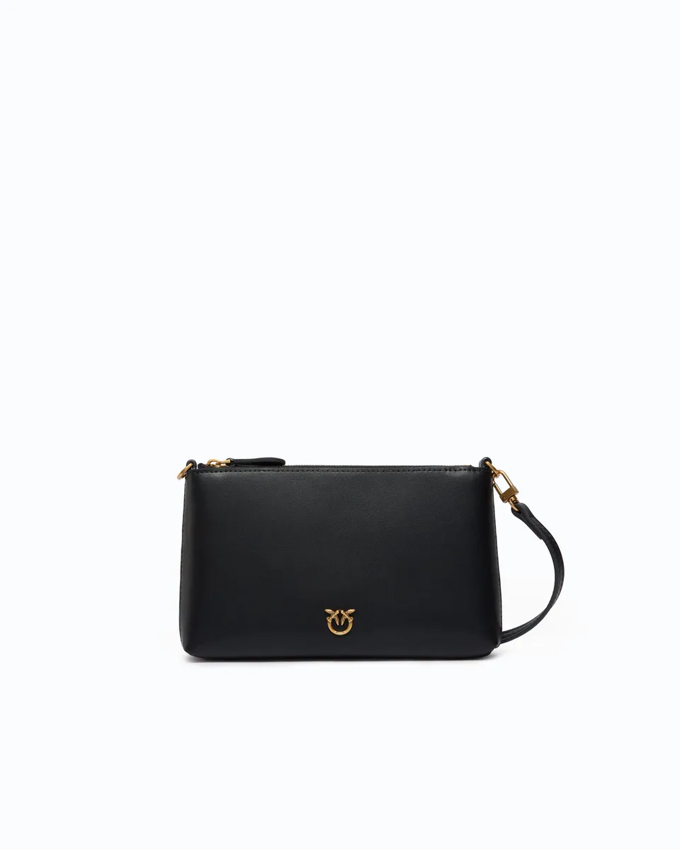 Pinko Flat Mini kopertówka skórzana czarna