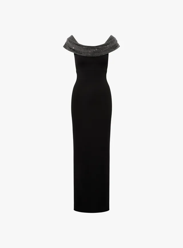 Solace London Cardinale sukienka maxi czarna gorsetowa