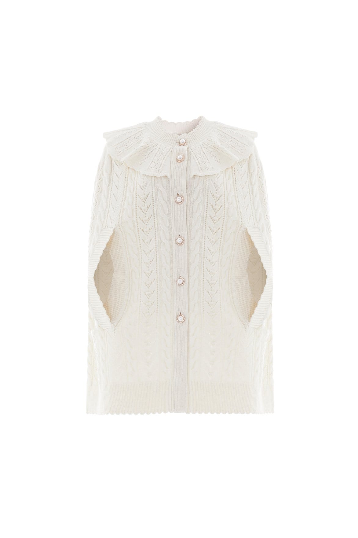 Needle & Thread Victoriana Cape peleryna Cream wełniana