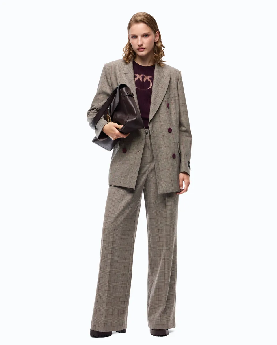 Pinko Plumeria Pants spodnie palazzo krata