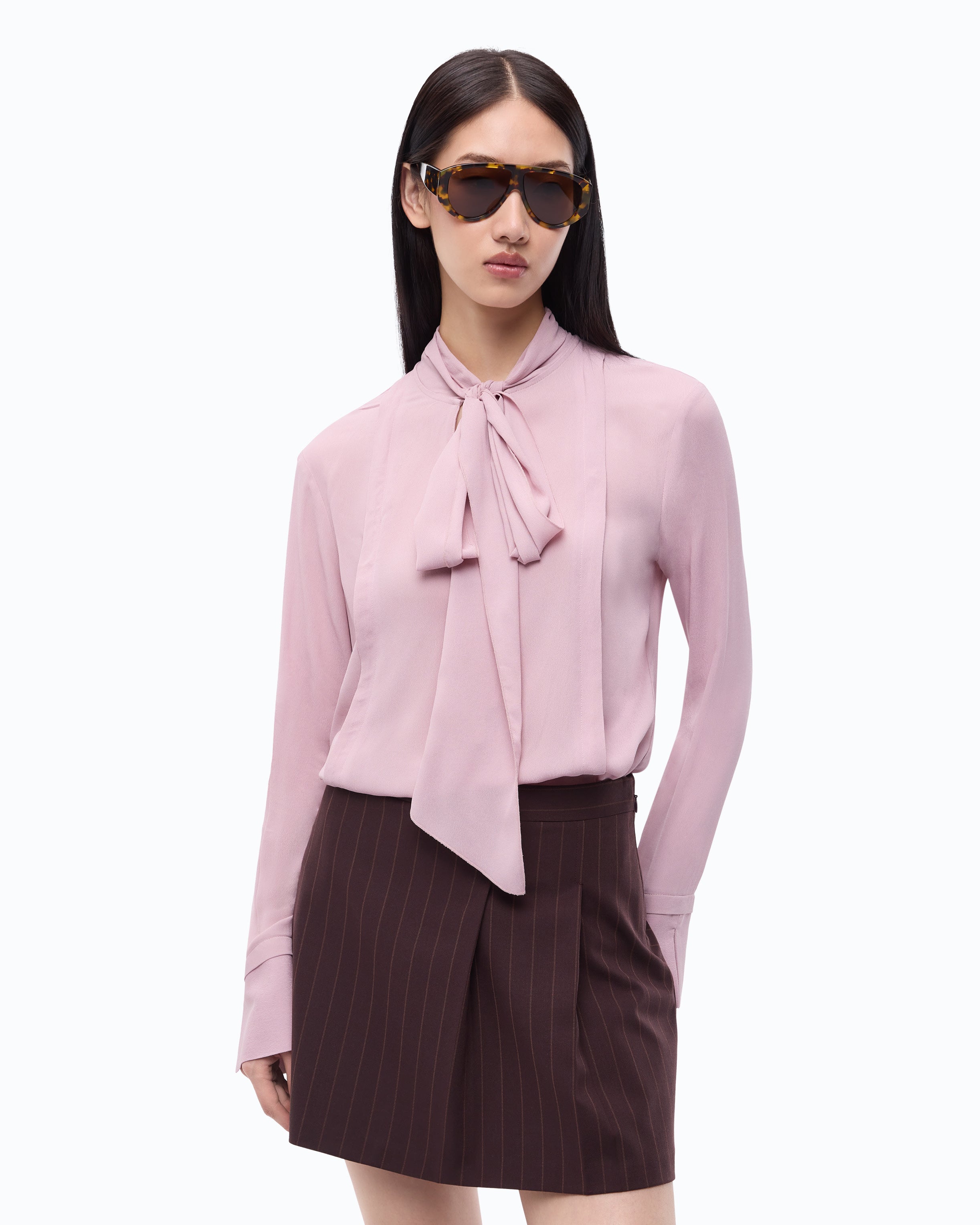 Pinko Brunnera Blouse bluzka różowa z szarfą