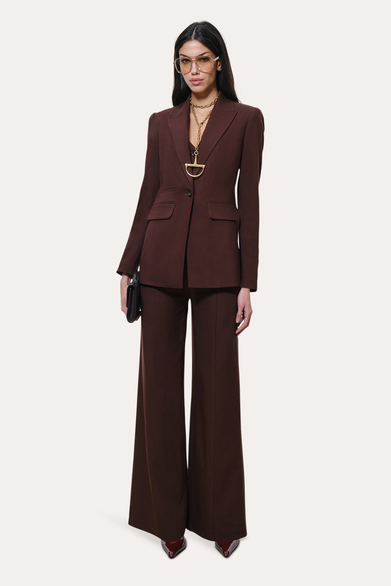 Elie Tahari Zoe E3019206 spodnie Port Wine flare
