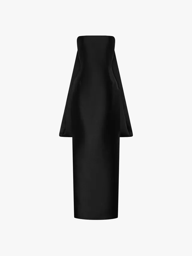 Solace London Dandridge sukienka maxi czarna plisowana