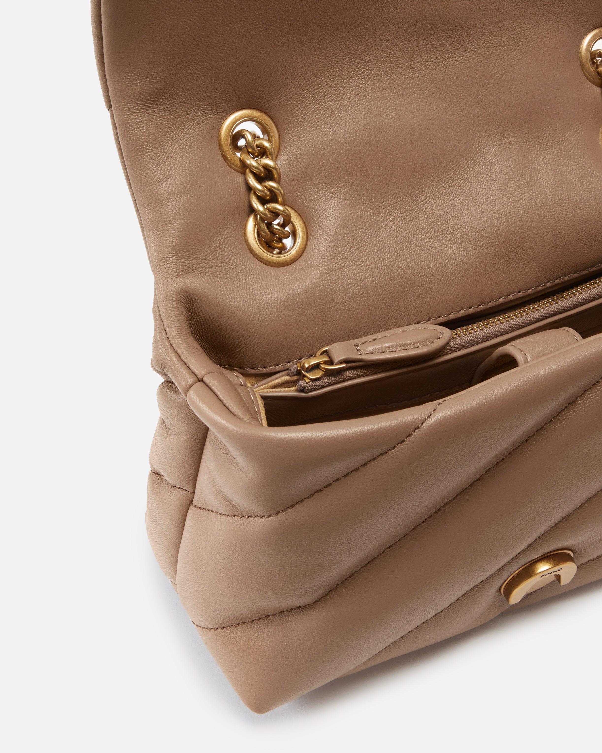 Pinko Mini Love Bag Puff torebka brązowa skóra