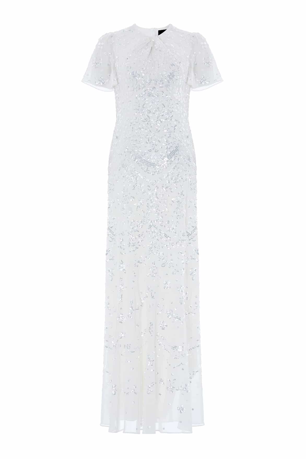 Needle & Thread Freya Georgette Short Sleeve sukienka kremowa