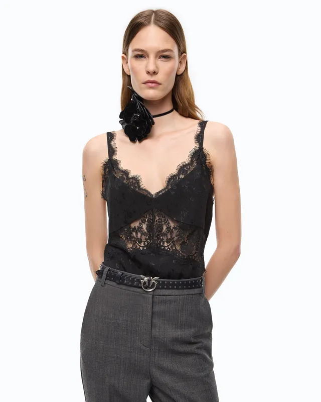 Pinko Tiare Top top czarny koronka