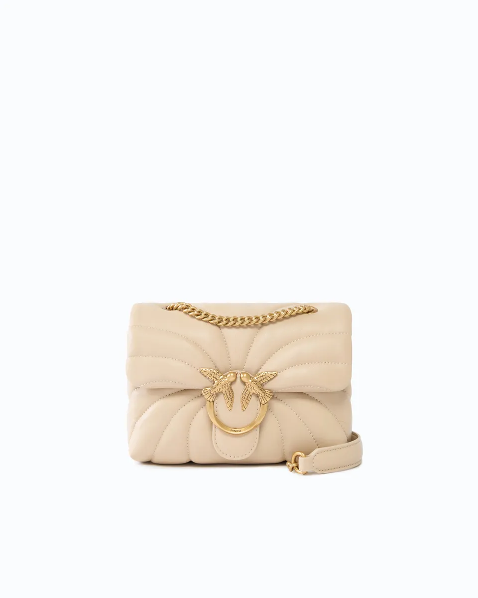 Pinko Love Puff Mini torebka nappa pikowana czarna