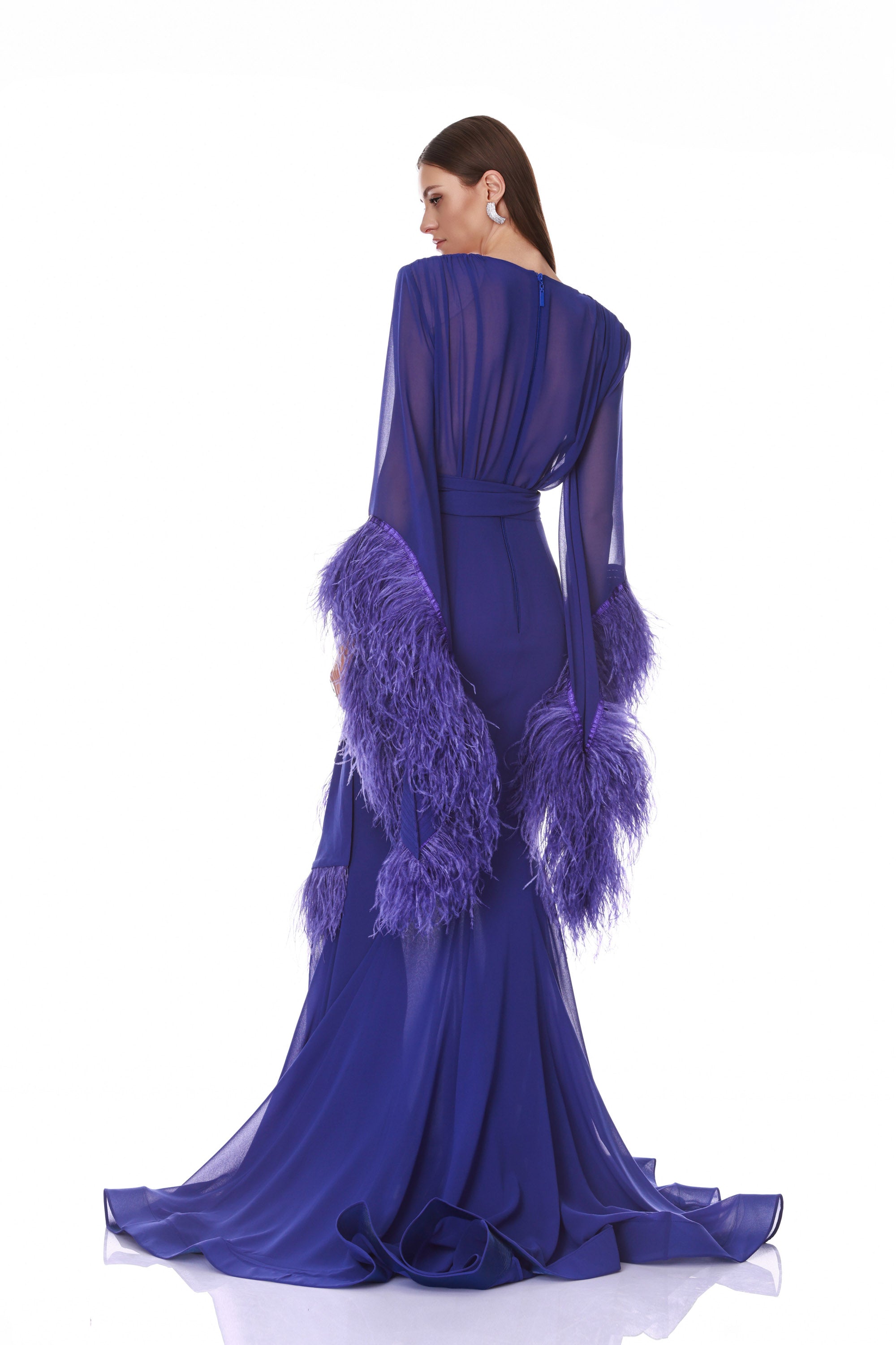 Bronx and Banco Geisha sukienka indigo z piórami
