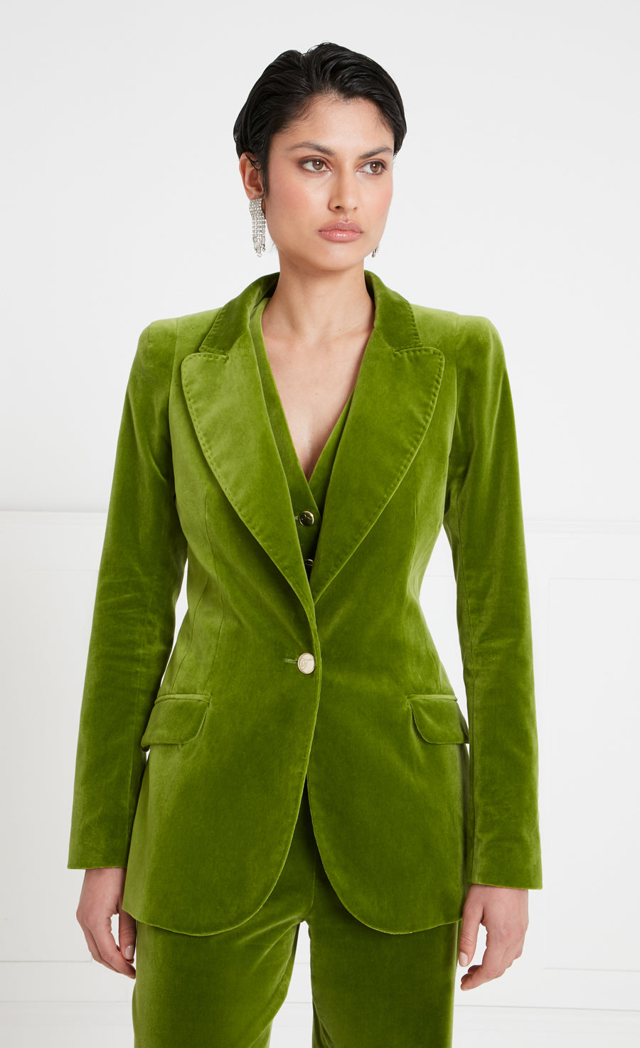 Temperley London Clove marynarka aksamitna limonka