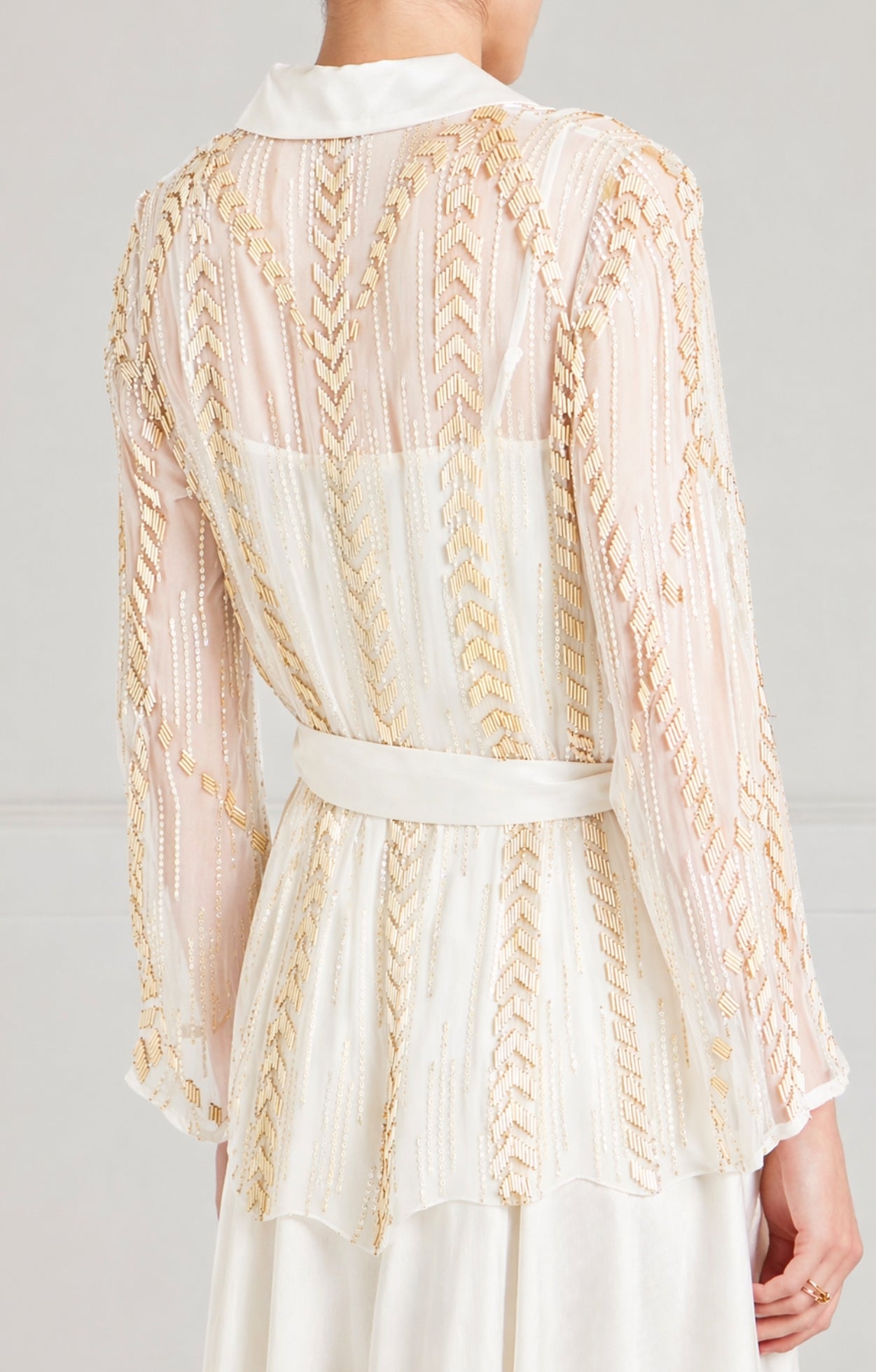 Temperley London Viola koszula Ivory cekinowa