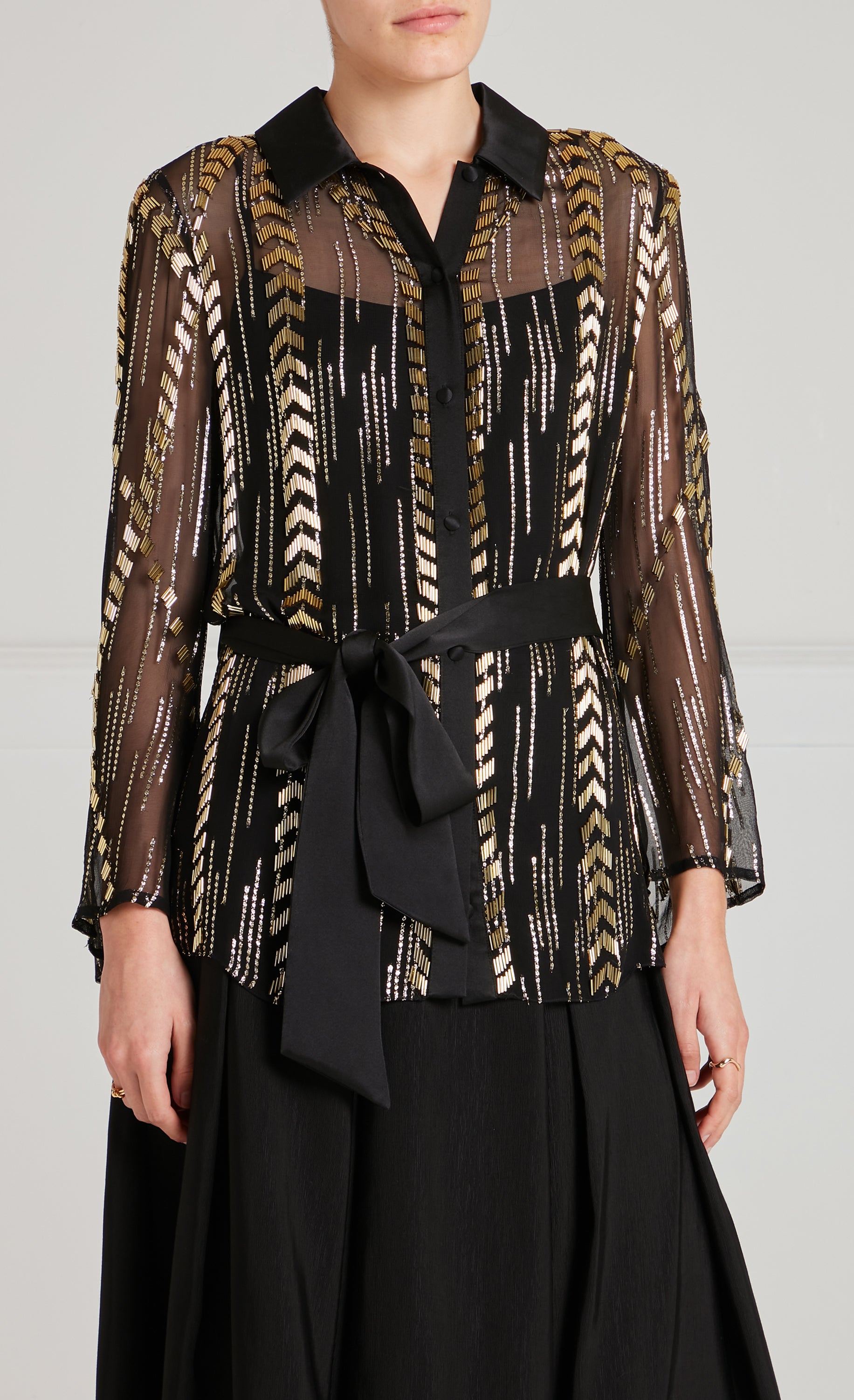 Temperley London Viola koszula czarna cekinowa