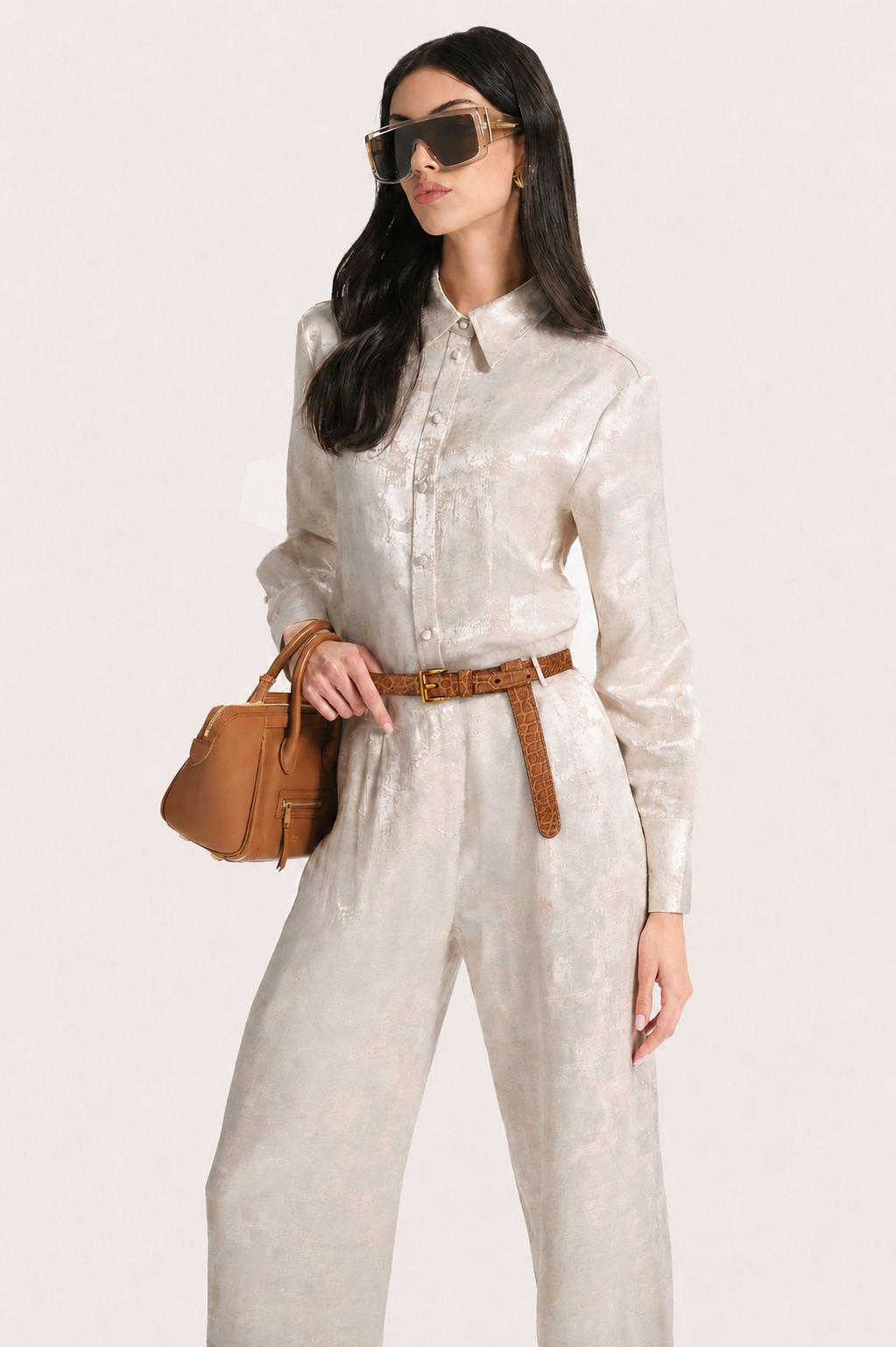 Elie Tahari Terra bluzka lniana Neutral