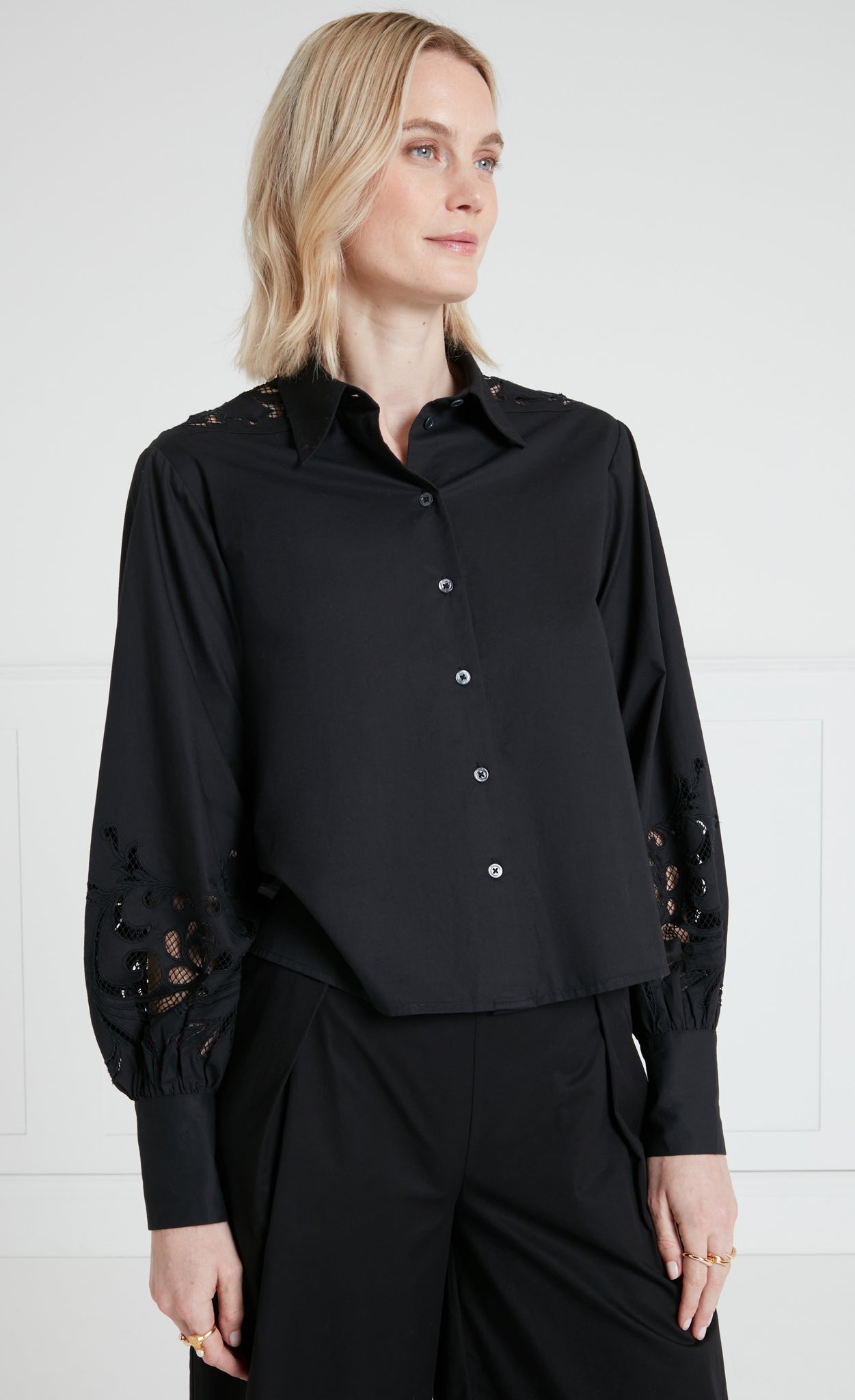 Temperley London Nelle koszula bawełniana czarna