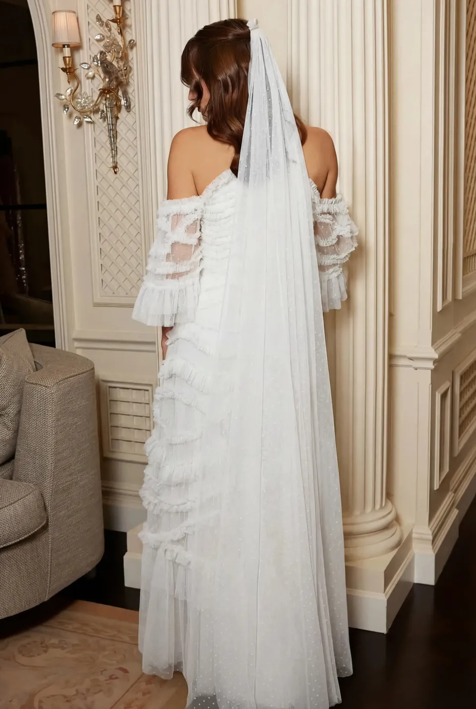 Needle & Thread Kisses Long Veil welon ślubny biały długi 170 cm