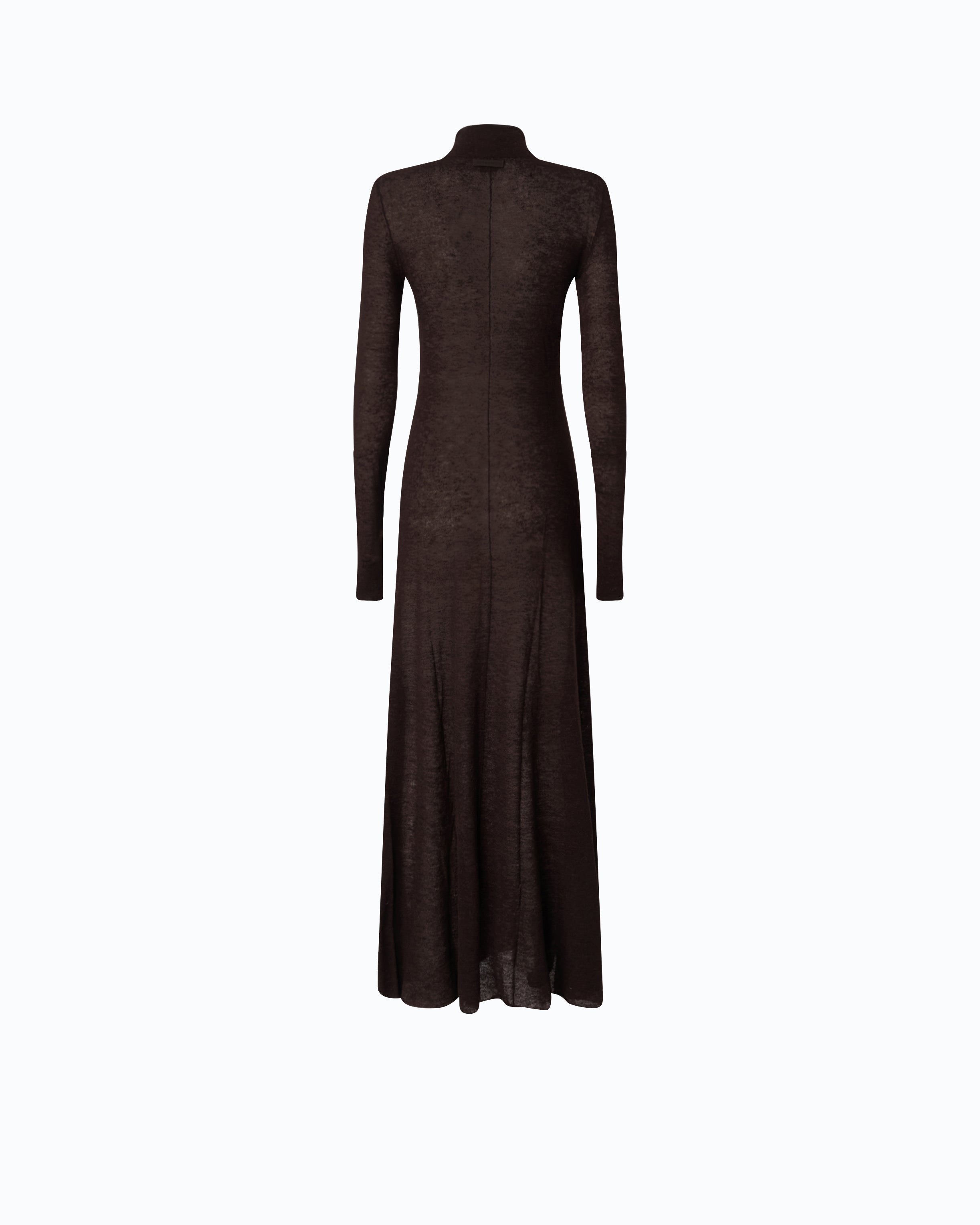 Pinko Leningrado Dress sukienka długa brązowa merynos