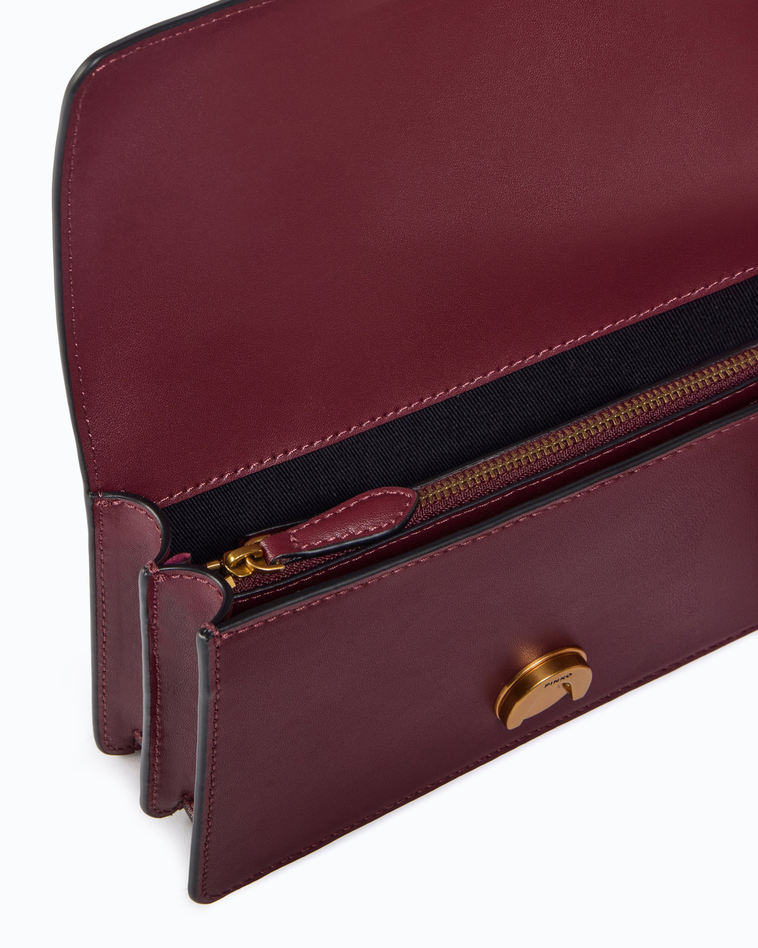 Pinko Love Bag One torebka skórzana brązowa New Buckle