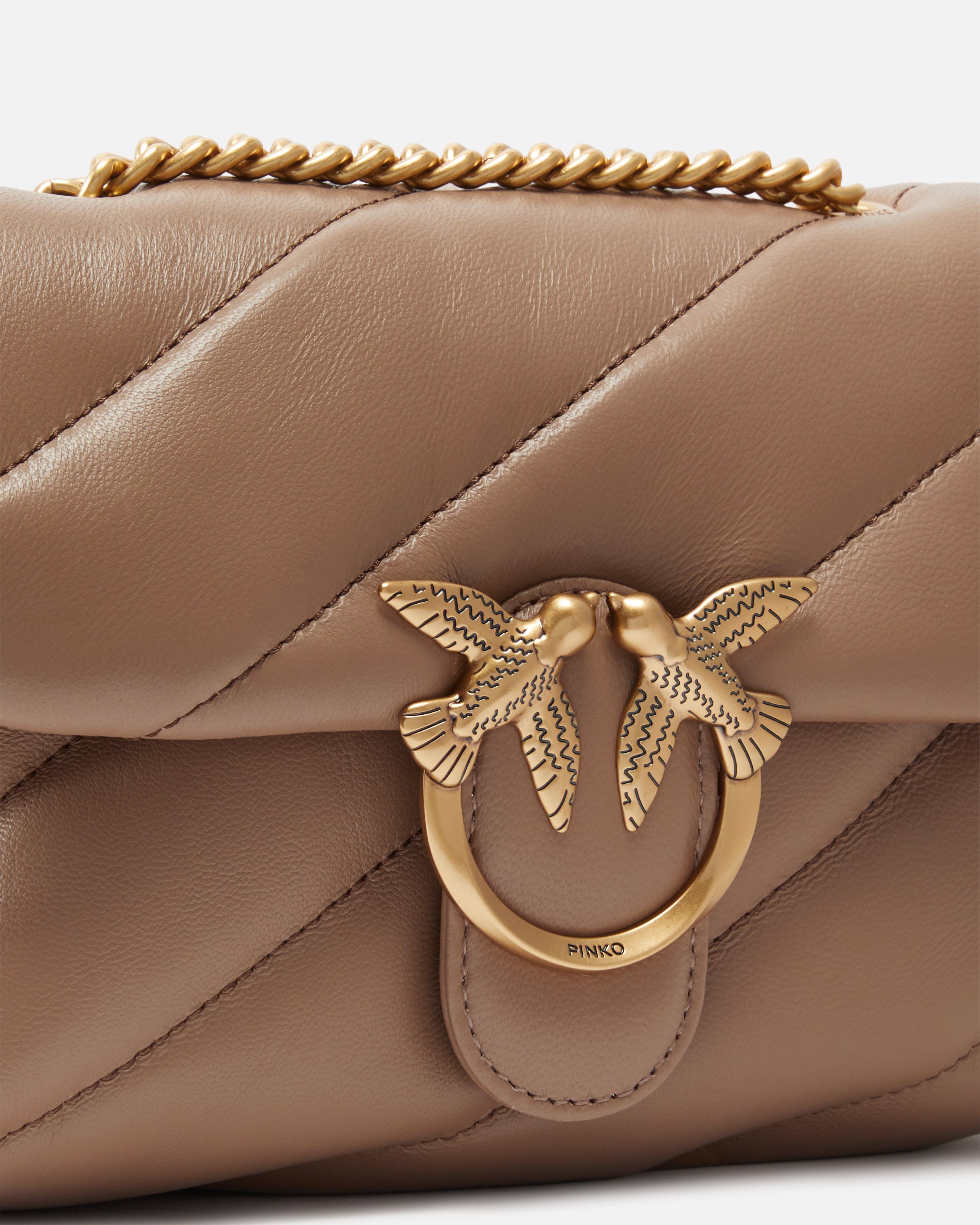 Pinko Mini Love Bag Puff torebka brązowa skóra