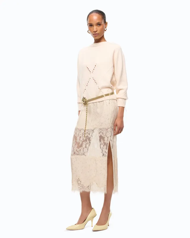 Pinko Gissofilia Skirt spódnica koronkowa szara midi