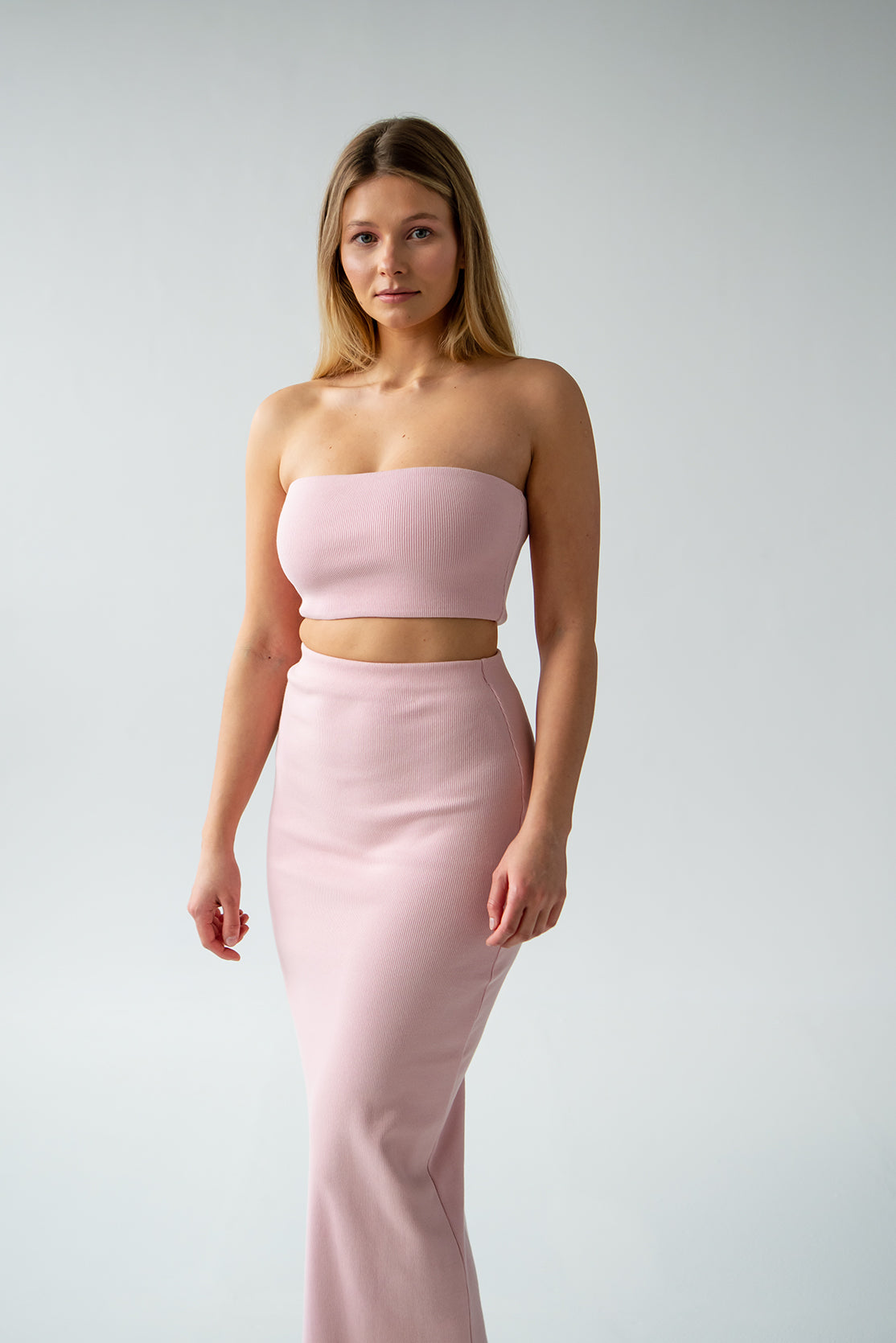 Nudyess Pacyfik top tuba Pink bez rękawów prążek