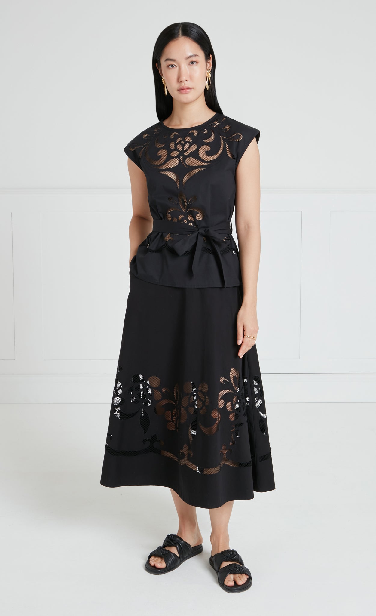 Temperley London Nelle top bawełniany czarny