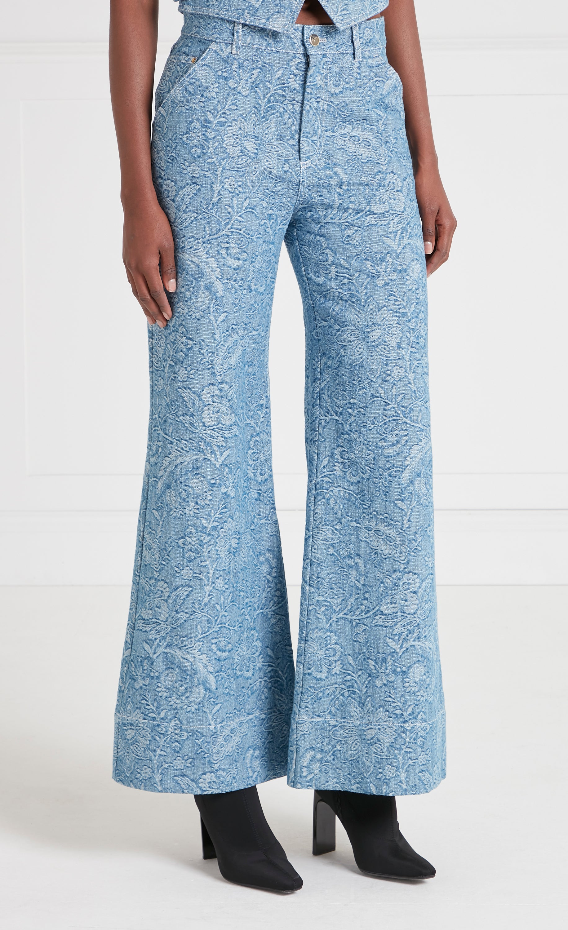 Temperley London Francis spodnie jeansowe niebieskie wide-leg