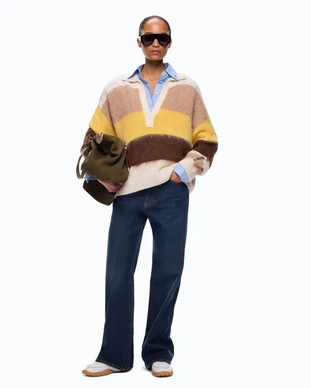 Pinko Strillo Polo Shirt sweter alpaka w paski